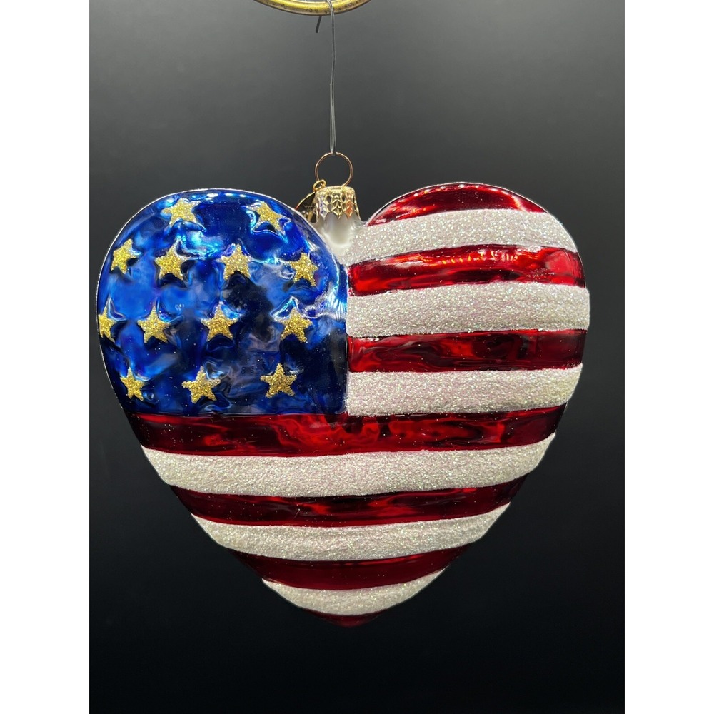 Christopher Radko‎ BRAVE HEART Patriotic Stars Stripes Flag Christmas Ornament
